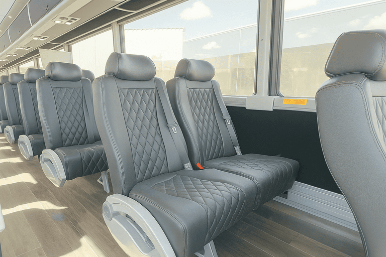 interior of Santa Ana Shuttle Bus Rentals charter bus